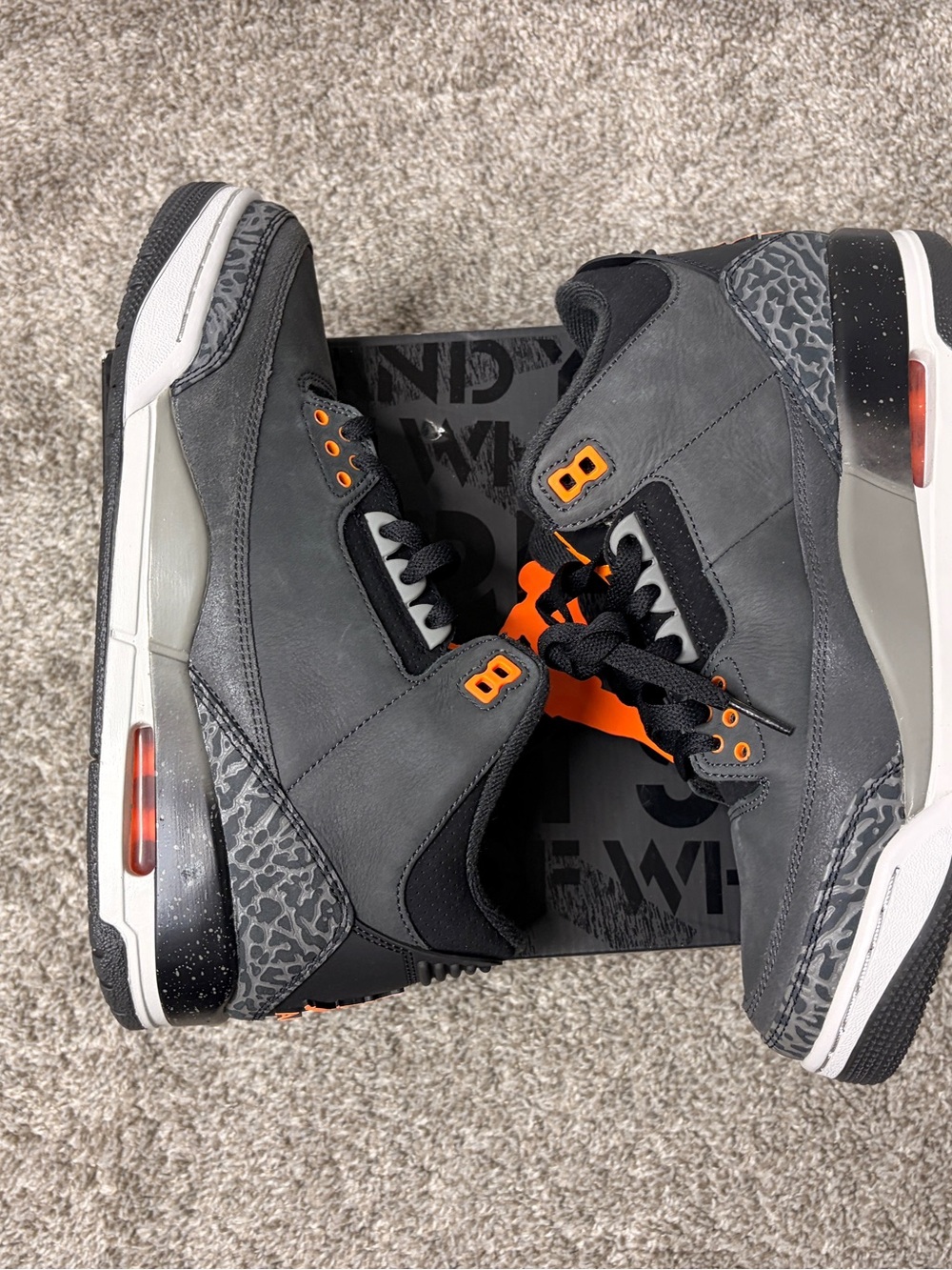 Nike Air Jordan 3 Retro - Grey with Orange Accents